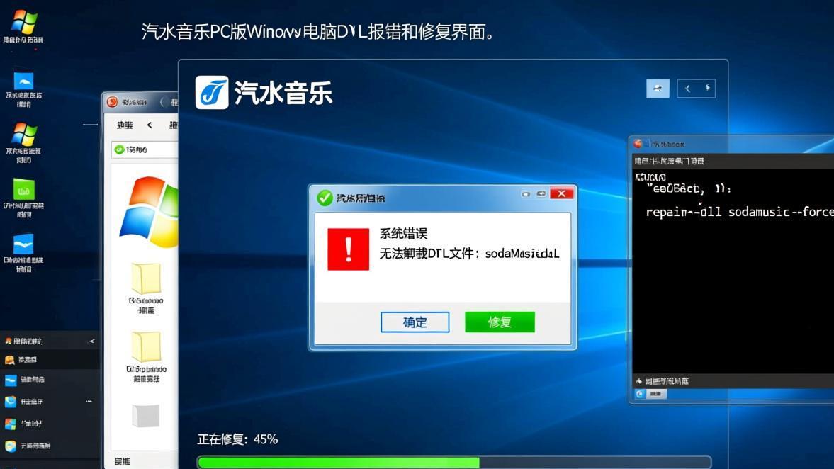 汽水音乐PC版DLL缺失修复和重装步骤界面