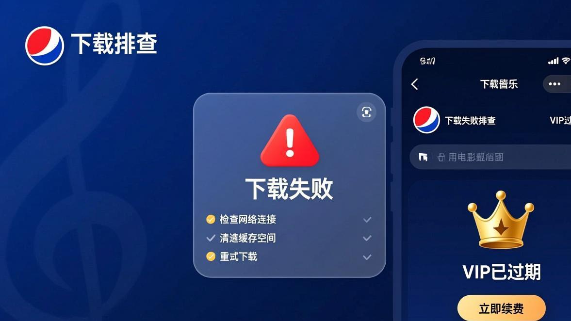 汽水音乐下载失败排查和VIP过期处理界面
