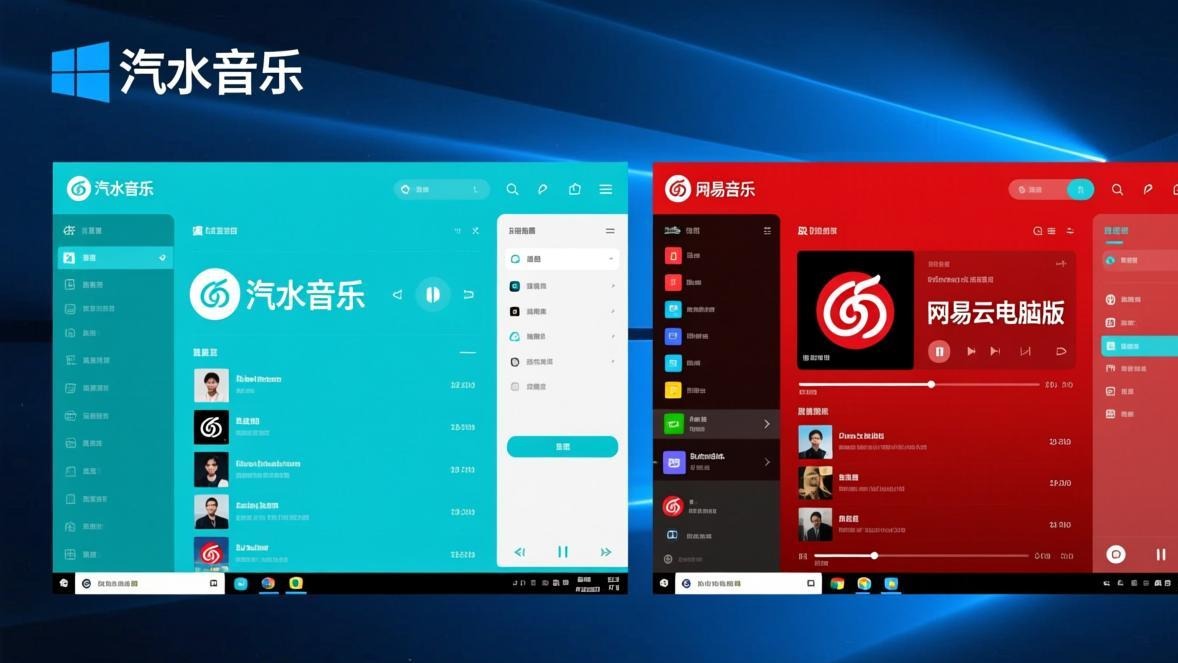 汽水音乐和网易云音乐电脑版界面功能对比