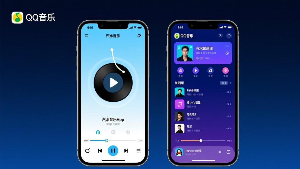 汽水音乐和QQ音乐App界面并排对比截图