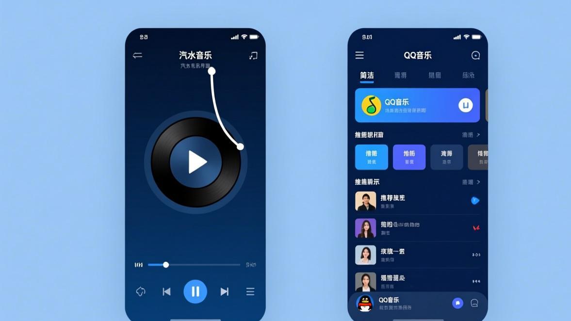 汽水音乐和QQ音乐音质设置和播放界面并排对比